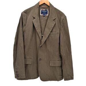 American Eagle Blazer Mens Large Brown Herringbone Sport Coat Preppy Academia